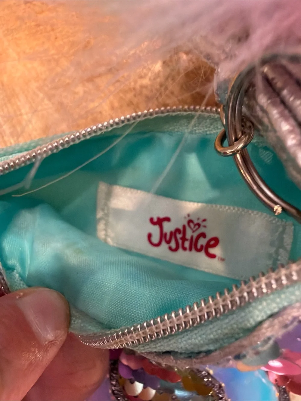 Justice Pastel Sequin Coin Purse with Fluffy Pom Pom